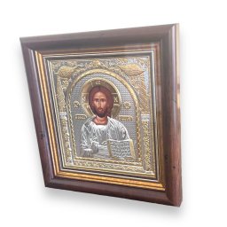 Icoana Iisus Hristos placata cu Argint 17 x 15,5 cm Made in Grecia