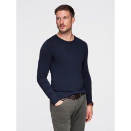 Ombre Classic men's sweater with round neckline - navy blue