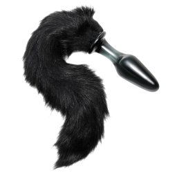 Tailz Midnight Fox Glass Butt Plug with Tail Black