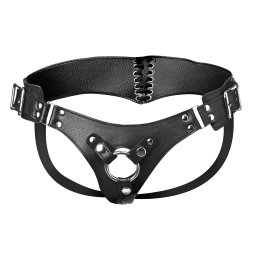 Strap U Bodice Corset Style Strap On Harness Black