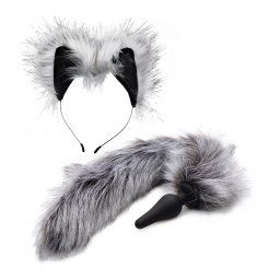 Tailz Grey Wolf Tail and Ears Set Gray