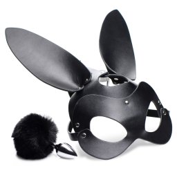 Tailz Bunny Tail Anal Plug and Mask Set Black