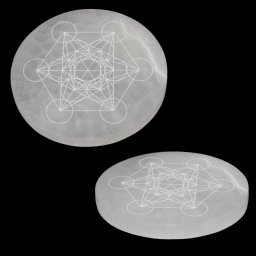Suport Grid din Selenit Alb Gravat Metatron 14x14x1,5 cm - 1 Buc