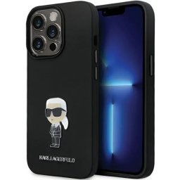 Husa Karl Lagerfeld KLHCP13XSMHKNPK Silicone Ikonik Metal Pin - Husă silicon - compatibil cu Apple iPhone 13 Pro Max - culoare Negru