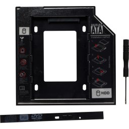 HDD Rack RACK intern SPACER, tip caddy 9.5mm, 5.25 inch la 2.5 inch, S-ATA, interfata PC S-ATA, metal, negru, "SPR-25DVDI" (timbru verde 0.8 lei)
