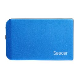 HDD Rack RACK extern SPACER, pt HDD/SSD, 2.5 inch, S-ATA, interfata PC USB 3.0, Husa piele sintetitca, aluminiu, albastru, "SPR-25611A" (timbru verde 0.8 lei)