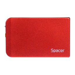 HDD Rack RACK extern SPACER, pt HDD/SSD, 2.5 inch, S-ATA, interfata PC USB 3.0, Husa piele sintetitca, aluminiu, rosu, "SPR-25611R" (timbru verde 0.8 lei)