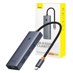6in1 Hub UltraJoy USB-C do HDMI4K@60Hz+4xUSB 3.0+PD (space grey)