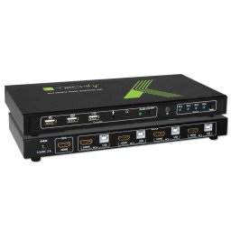 Switch Techly 4x1 USB HDMI 4Kx2K IDATA KVM-HDMI4U KVM switch Black