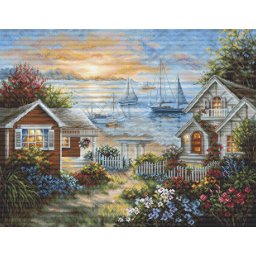 Set goblen de cusut, cu diagrama, Faleza linistita, 31x24 cm