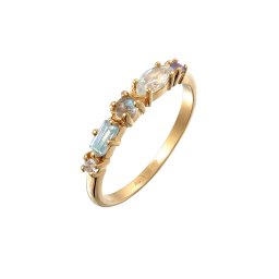 ELLI PREMIUM Inele albastru deschis / auriu / alb