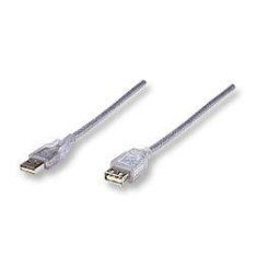Manhattan cablu prelungitor Hi-Speed USB A-A M/F 4,5m argintiu translucid
