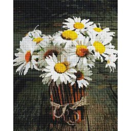 Set goblen cu diamante, cu sasiu, Margarete de la campie, 40x50 cm