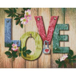 Set goblen cu diamante, cu sasiu, LOVE, 40x50 cm