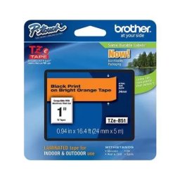Banda laminata adeziva Brother TZEB51, 5m/24mm, negru/fluorescent/portocaliu