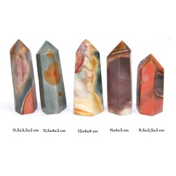 Obelisc Jasp Policrom Mineral Natural 1 Varf - 9-12 x 3-4 x 3-4 cm - 1 Buc