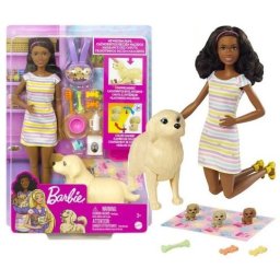Set papusa, Barbie, cu Catei si Accesorii, 3 ani+