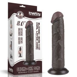 LoveToy Sliding Skin Dual Layer Dong 8" Black