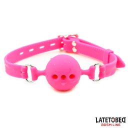 LateToBed BDSM Line Breathable Silicone Ball Gag Size M Ball 4.5cm Pink