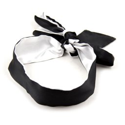 LateToBed BDSM Line Satin Blindfold Black-White