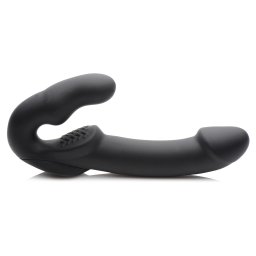Strap U Evoke Rechargeable Vibrating Silicone Strapless Strap On Black