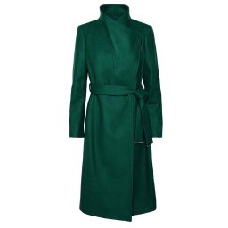TED BAKER Palton Rose Midi Length Belted Wool Wrap 249306 dk-green
