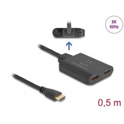 Switch HDMI 2 porturi 8K60Hz/4K144Hz + cablu 0.5m, Delock 18645