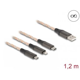 Cablu de incarcare 3 in 1 USB la Lightning/Micro USB/USB Type-C RGB 1.2m, Delock 88158