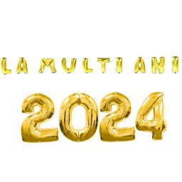 Set Baloane folie Revelion la multi ani 2024 auriu
