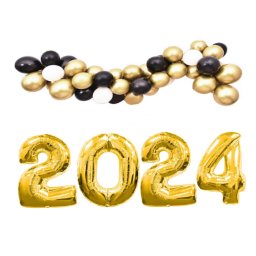 Set Baloane folie Revelion la multi ani 2024 auriu