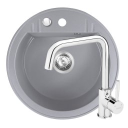 Set Chiuveta Ferro Mezzo II Rotunda cu o cuva Ø 51 cm, gri si Baterie Ferro Ratio - baterie stativa bucatarie