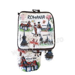 Set de bucatarie Romania, manusa si suport