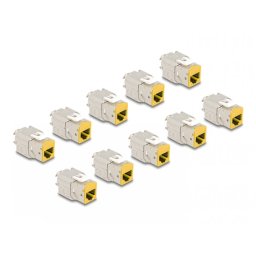 Set 10 buc modul keystone RJ45 LSA Cat.6A toolfree Galben, Delock 88111