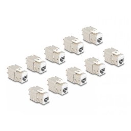 Set 10 buc modul keystone RJ45 LSA Cat.6A toolfree Alb, Delock 88119
