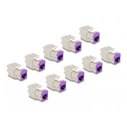 Set 10 buc modul keystone RJ45 LSA Cat.6A toolfree Violet, Delock 88121