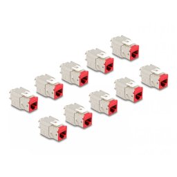 Set 10 buc modul keystone RJ45 LSA Cat.6A toolfree Rosu, Delock 88115