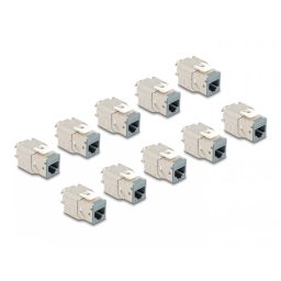Set 10 buc modul keystone RJ45 LSA Cat.6A toolfree Gri, Delock 88120