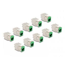 Set 10 buc modul keystone RJ45 LSA Cat.6A toolfree Verde, Delock 88116