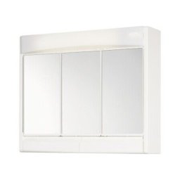 Dulap pentru baie din plastic cu usi culisante, oglinzi si lampi integrate, Escalate, 60x51x18 cm, Alb