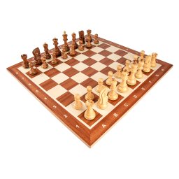Set sah cu piese Staunton 5 Zagreb si tabla mahon no. 5 cu notatie