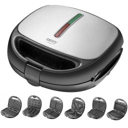 Sandwich maker 1200W, 6 in 1, Camry CR 3057, negru-argintiu