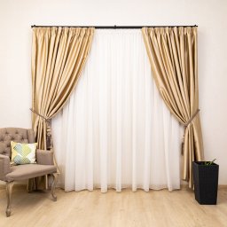 Set 2 draperii Hiko Blackout, dimout crem lucios, cu rejansa
