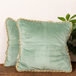 Set 2 perne decorative cu fata detasabila, Hiko Deluxe Comfy catifea verde deschis cu vipusca XL