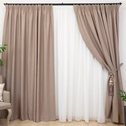 Set 2 draperii opace, Hiko Blackout, dimout taupe deschis, cu rejansa