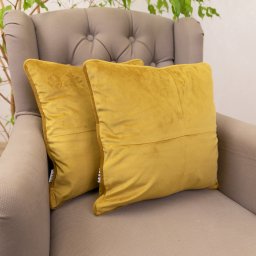 Set 2 perne decorative cu fata detasabila, Hiko COMFY catifea mustar auriu