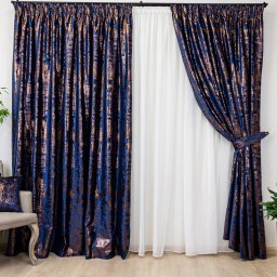 Set 2 draperii Hiko COMFY IMPERIAL catifea imprimata, albastru royal, cu rejansa