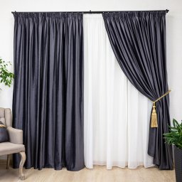 Draperie Hiko Comfy catifea gri antracit, cu rejansa, 1 bucata