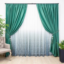 Draperie opaca Hiko Blackout, dimout verde intens, cu rejansa Premium, creion de 6,5cm, 1 bucata