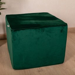 Taburet, otoman din catifea Hiko Comfy verde smarald, burete ferm 50x50cm cu inaltime 40cm