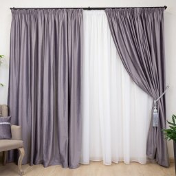 Set 2 draperii Hiko COMFY catifea gri movuliu, cu rejansa